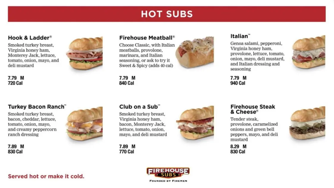 firehouse subs menu hot subs